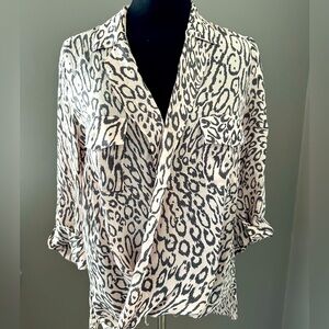 NWT L’AGENCE 100% SILK Pink Animal Print Drape Blouse Top size XS S Fits 2 4 6